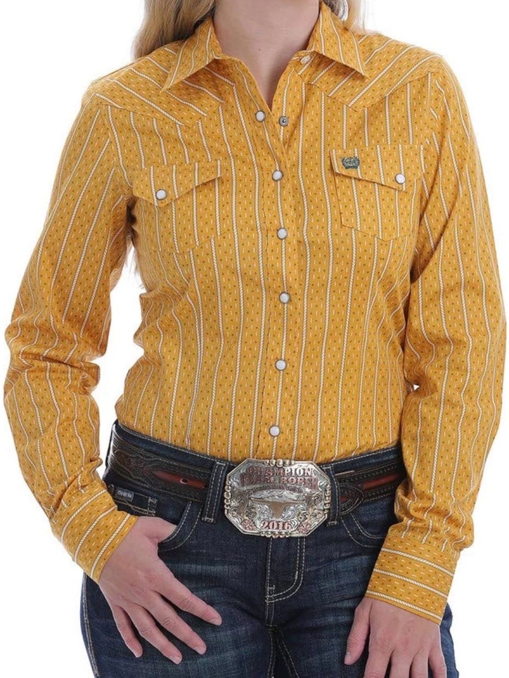 Cinch Orange Printed Western Shirt with Subtle White Accents